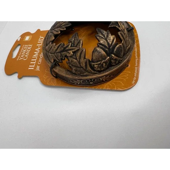 Yankee Candle Illuma-Lid Jar Accessory Copper Metal Topper w acorns & leaves New - Picture 2 of 4